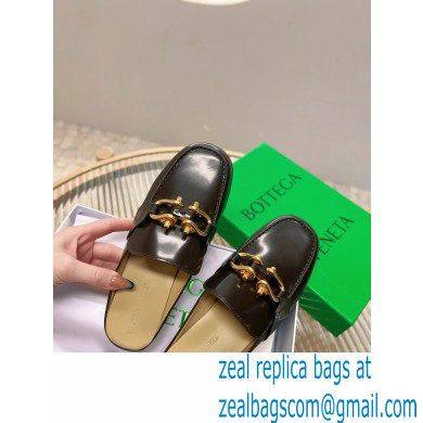 Bottega Veneta Open-back glossy leather Monsieur loafers Coffee 2023