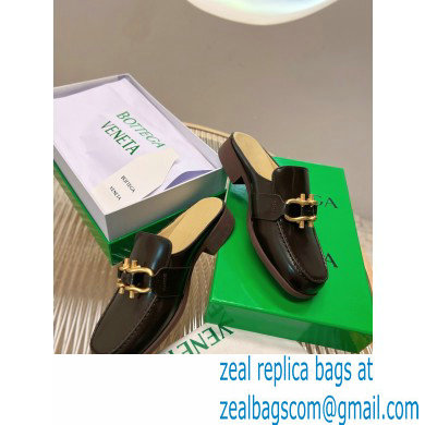 Bottega Veneta Open-back glossy leather Monsieur loafers Coffee 2023
