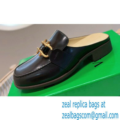 Bottega Veneta Open-back glossy leather Monsieur loafers Coffee 2023