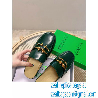 Bottega Veneta Open-back glossy leather Monsieur loafers Dark Green 2023 - Click Image to Close