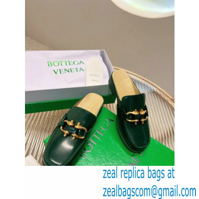 Bottega Veneta Open-back glossy leather Monsieur loafers Dark Green 2023