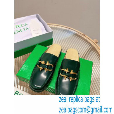 Bottega Veneta Open-back glossy leather Monsieur loafers Dark Green 2023 - Click Image to Close