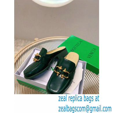 Bottega Veneta Open-back glossy leather Monsieur loafers Dark Green 2023