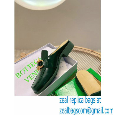 Bottega Veneta Open-back glossy leather Monsieur loafers Dark Green 2023 - Click Image to Close