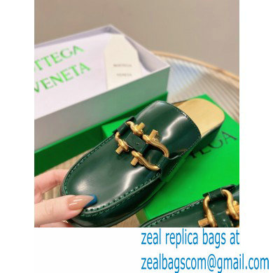 Bottega Veneta Open-back glossy leather Monsieur loafers Dark Green 2023