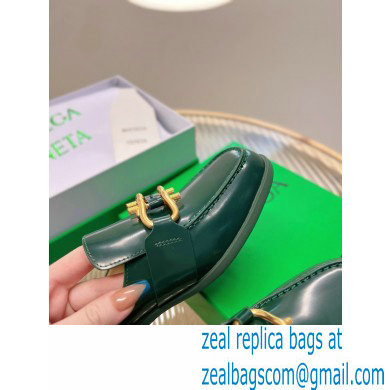 Bottega Veneta Open-back glossy leather Monsieur loafers Dark Green 2023