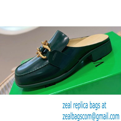 Bottega Veneta Open-back glossy leather Monsieur loafers Dark Green 2023