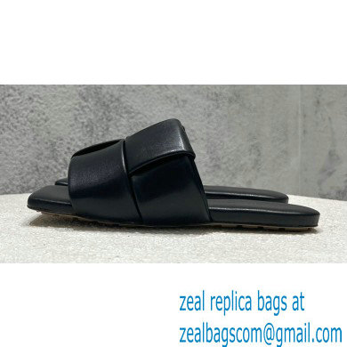 Bottega Veneta Padded Intreccio leather Patch Flat Mules Black 2023
