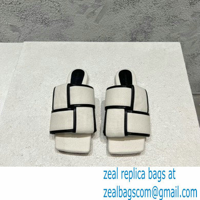 Bottega Veneta Padded Intreccio leather Patch Flat Mules Canvas White/Black 2023 - Click Image to Close