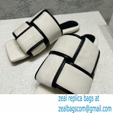 Bottega Veneta Padded Intreccio leather Patch Flat Mules Canvas White/Black 2023