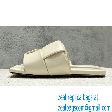 Bottega Veneta Padded Intreccio leather Patch Flat Mules White 2023 - Click Image to Close