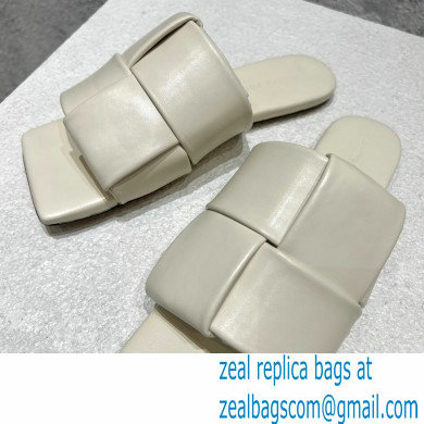Bottega Veneta Padded Intreccio leather Patch Flat Mules White 2023