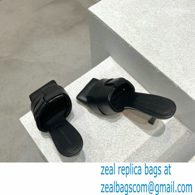 Bottega Veneta Padded Intreccio leather Patch Heel Mules Black 2023