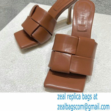 Bottega Veneta Padded Intreccio leather Patch Heel Mules Coffee 2023