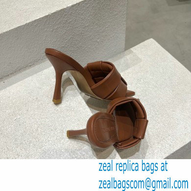 Bottega Veneta Padded Intreccio leather Patch Heel Mules Coffee 2023