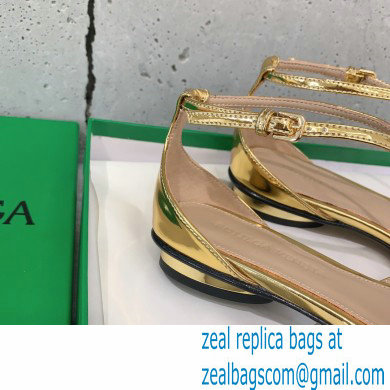 Bottega Veneta Rocket T-Bar Ballerina Flats Laminated Leather Gold 2023