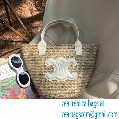 CELINE RAFFIA TRIOMPHE tote bag WHITE 2023 - Click Image to Close