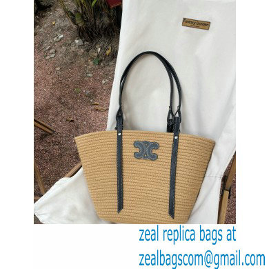 CELINE raffia TRIOMPHE shopping tote bag APRICOT 2023 - Click Image to Close