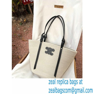 CELINE raffia TRIOMPHE shopping tote bag white 2023 - Click Image to Close