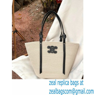 CELINE raffia TRIOMPHE shopping tote bag white 2023 - Click Image to Close