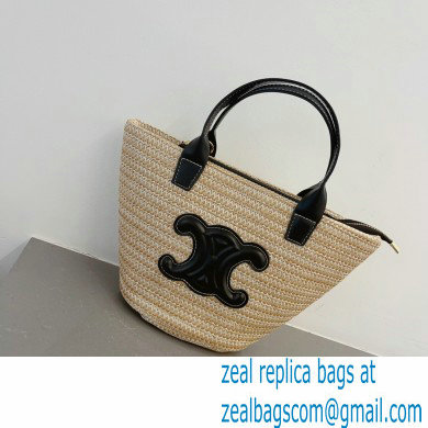 CELINE raffia TRIOMPHE tote bag black 2023