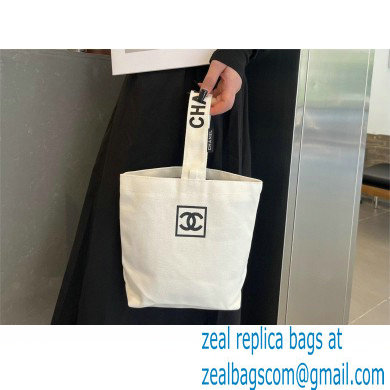 CHANEL VINTAGE CC CANVAS BAG white 2023