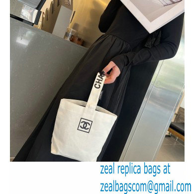 CHANEL VINTAGE CC CANVAS BAG white 2023