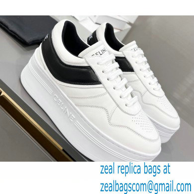 Celine Block Sneakers With Wedge OUTSOLE In Calfskin White/Black 2023 - Click Image to Close