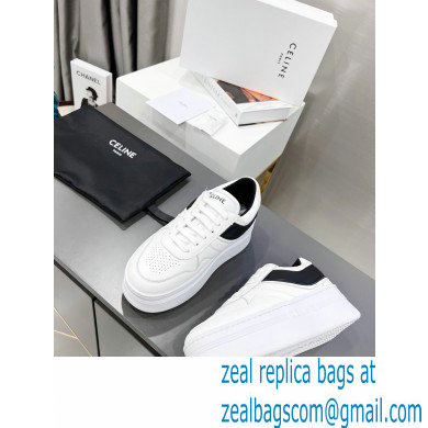 Celine Block Sneakers With Wedge OUTSOLE In Calfskin White/Black 2023 - Click Image to Close