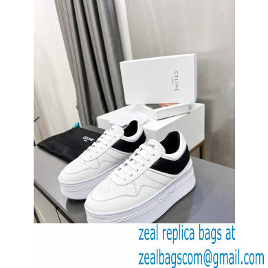 Celine Block Sneakers With Wedge OUTSOLE In Calfskin White/Black 2023 - Click Image to Close