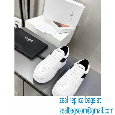 Celine Block Sneakers With Wedge OUTSOLE In Calfskin White/Black 2023