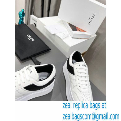 Celine Block Sneakers With Wedge OUTSOLE In Calfskin White/Black 2023 - Click Image to Close