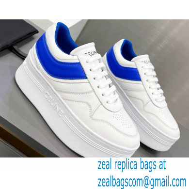 Celine Block Sneakers With Wedge OUTSOLE In Calfskin White/Blue 2023 - Click Image to Close