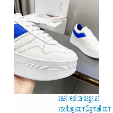 Celine Block Sneakers With Wedge OUTSOLE In Calfskin White/Blue 2023 - Click Image to Close