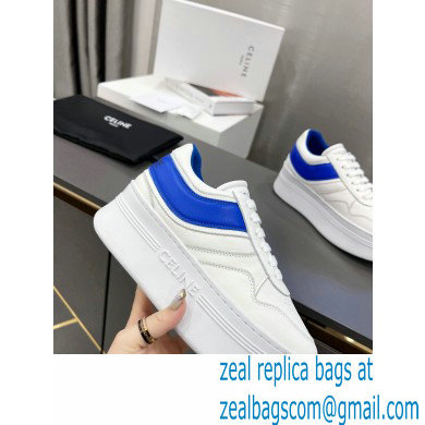 Celine Block Sneakers With Wedge OUTSOLE In Calfskin White/Blue 2023 - Click Image to Close