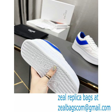 Celine Block Sneakers With Wedge OUTSOLE In Calfskin White/Blue 2023