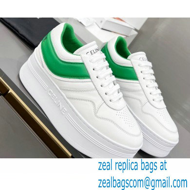 Celine Block Sneakers With Wedge OUTSOLE In Calfskin White/Green 2023 - Click Image to Close