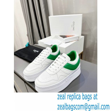 Celine Block Sneakers With Wedge OUTSOLE In Calfskin White/Green 2023