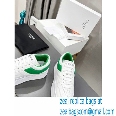 Celine Block Sneakers With Wedge OUTSOLE In Calfskin White/Green 2023 - Click Image to Close