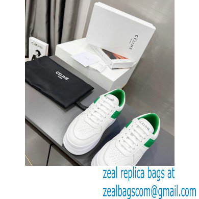 Celine Block Sneakers With Wedge OUTSOLE In Calfskin White/Green 2023 - Click Image to Close