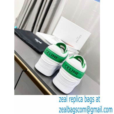 Celine Block Sneakers With Wedge OUTSOLE In Calfskin White/Green 2023