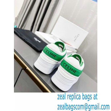 Celine Block Sneakers With Wedge OUTSOLE In Calfskin White/Green 2023 - Click Image to Close