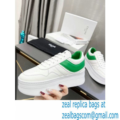 Celine Block Sneakers With Wedge OUTSOLE In Calfskin White/Green 2023
