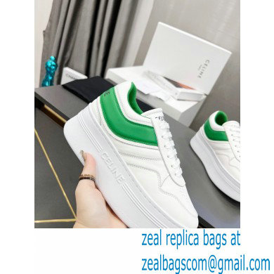 Celine Block Sneakers With Wedge OUTSOLE In Calfskin White/Green 2023 - Click Image to Close