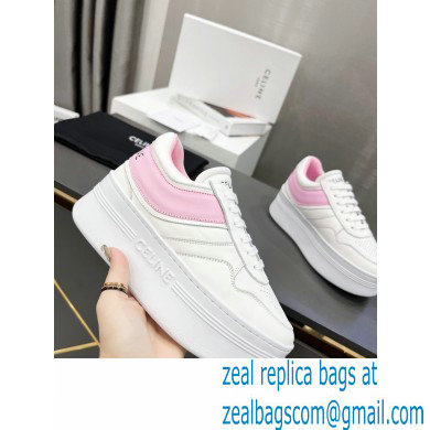 Celine Block Sneakers With Wedge OUTSOLE In Calfskin White/Pink 2023 - Click Image to Close