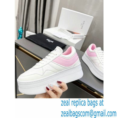 Celine Block Sneakers With Wedge OUTSOLE In Calfskin White/Pink 2023