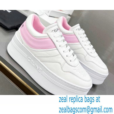 Celine Block Sneakers With Wedge OUTSOLE In Calfskin White/Pink 2023 - Click Image to Close