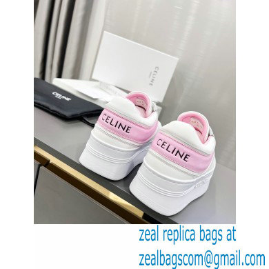 Celine Block Sneakers With Wedge OUTSOLE In Calfskin White/Pink 2023 - Click Image to Close