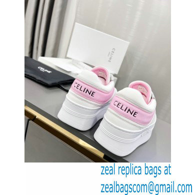 Celine Block Sneakers With Wedge OUTSOLE In Calfskin White/Pink 2023