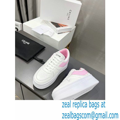 Celine Block Sneakers With Wedge OUTSOLE In Calfskin White/Pink 2023